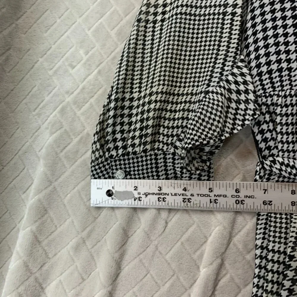 Calvin Klein Womens M Mini Dress Black White Houndstooth Long Sleeve with Belt - Picture 12 of 16